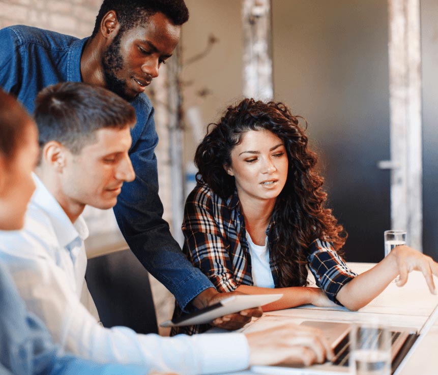 Image showing three people discussing on a topic