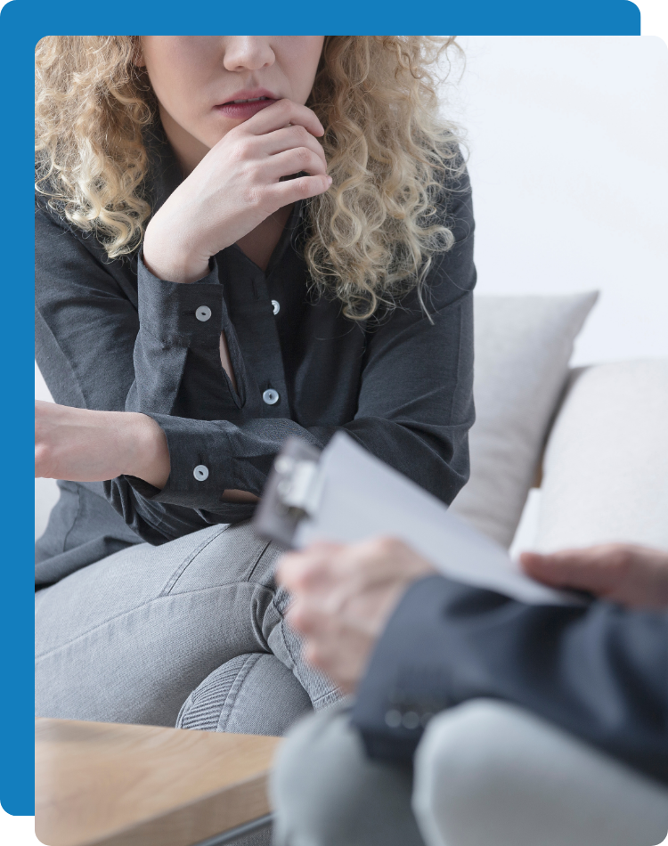 Person who is at a consultation with an anxiety therapist near me