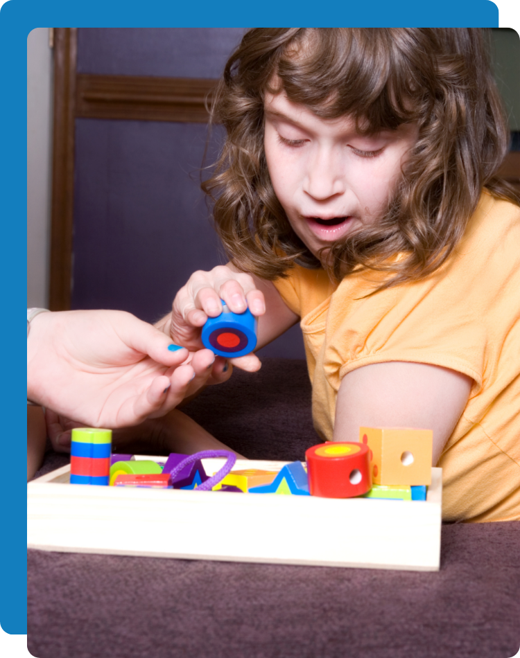 Child busy with an autism therapy for kids consultation