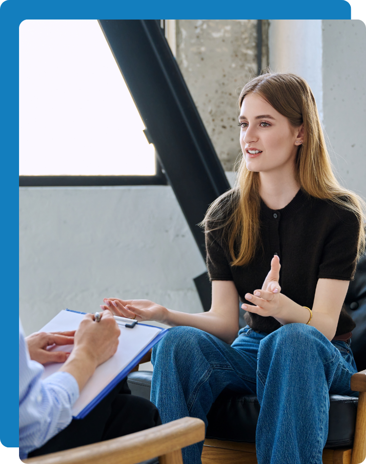 Person during counseling for depression